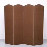 4 parts Brown Linen Fabric Room Divider 1970s Holland