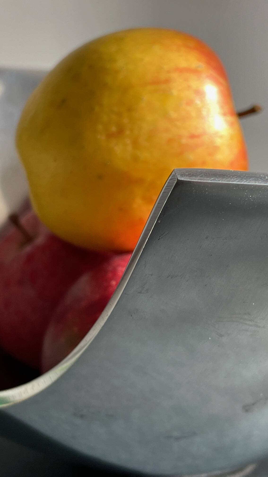 Vintage polished metal fruit bowl