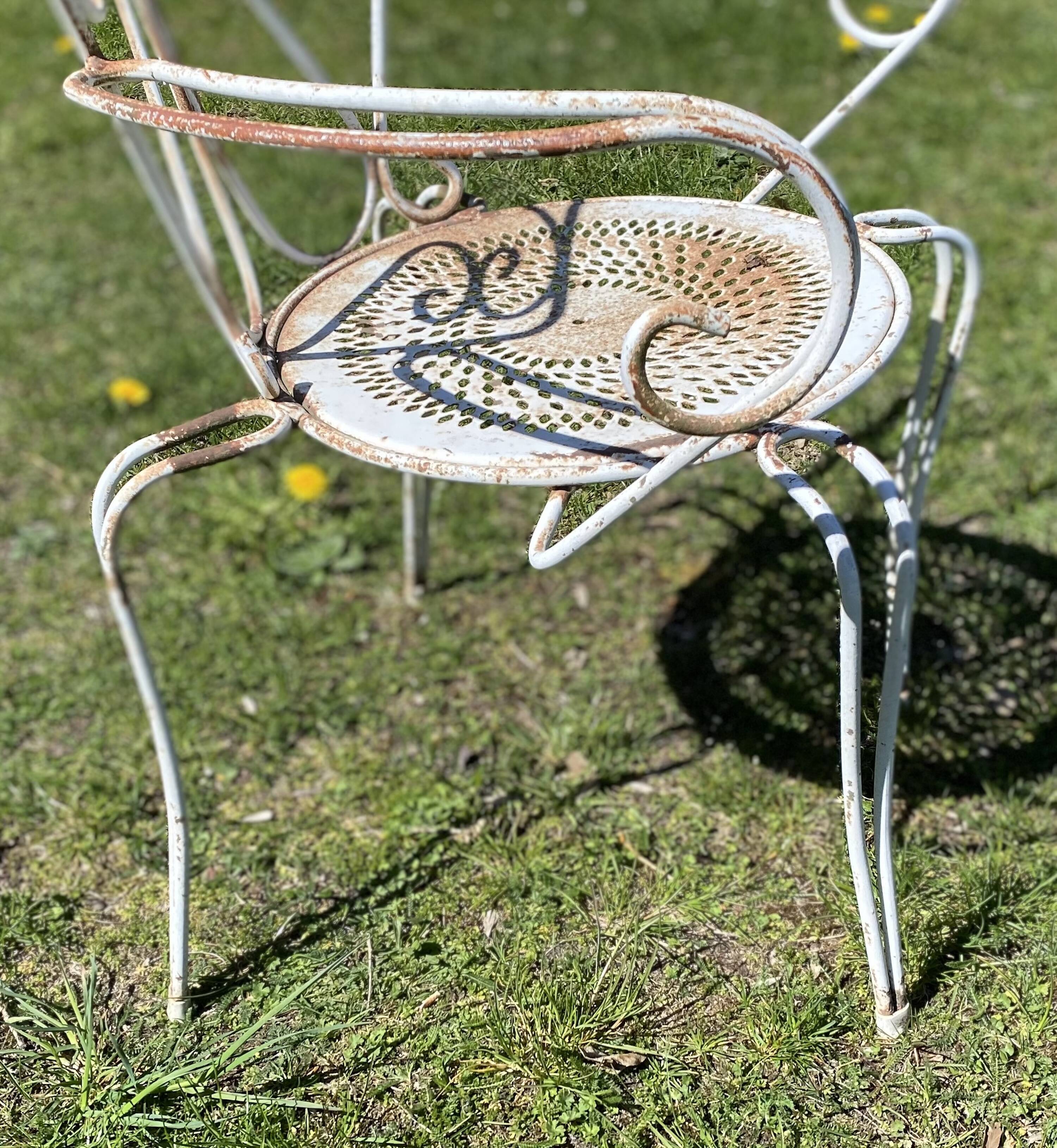 Fauteuil de jardin fer forgé vintage 1950