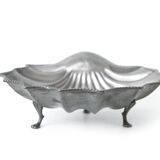 vintage shell dish, tin shell, table décor, pocket empty, tin cup, tin shell