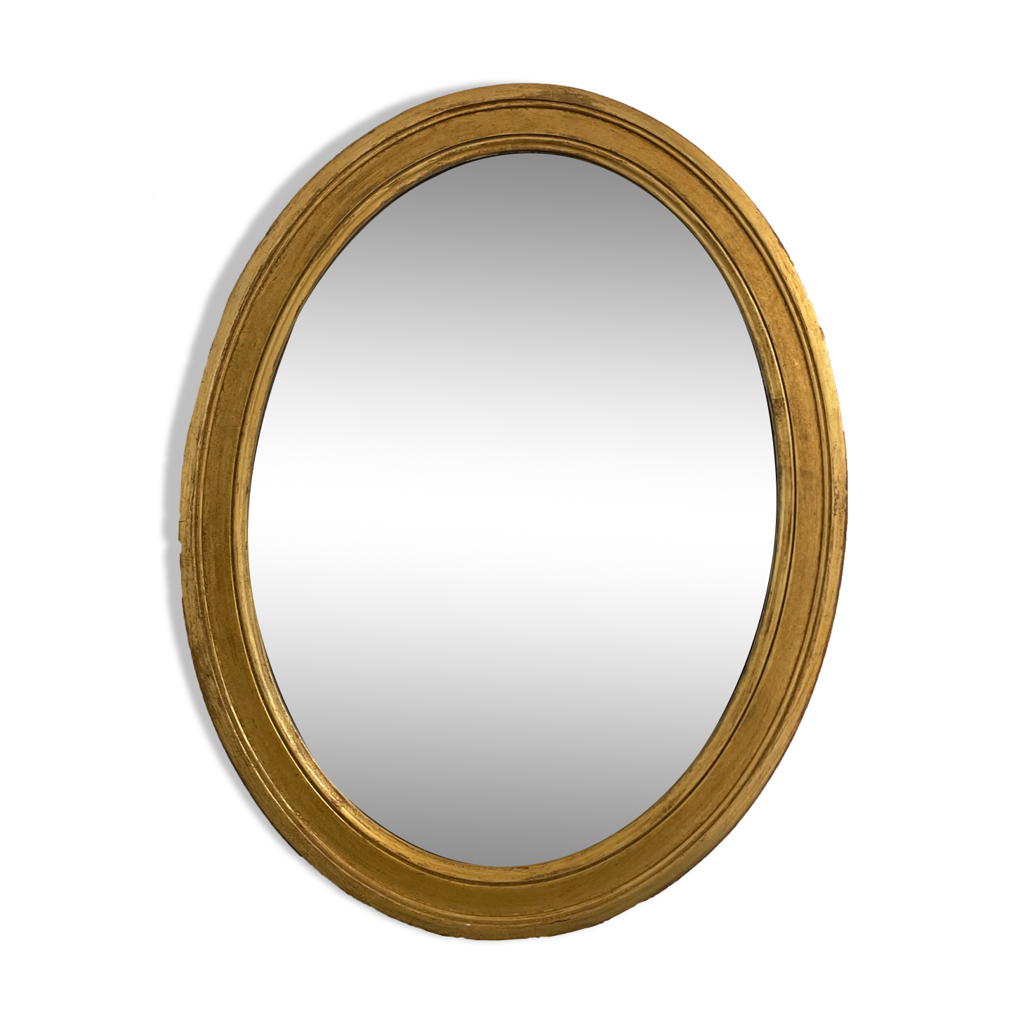 Large wooden mirror - oval - beveled - France - French decoration