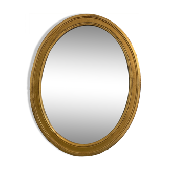 Large wooden mirror - oval - beveled - France - French decoration