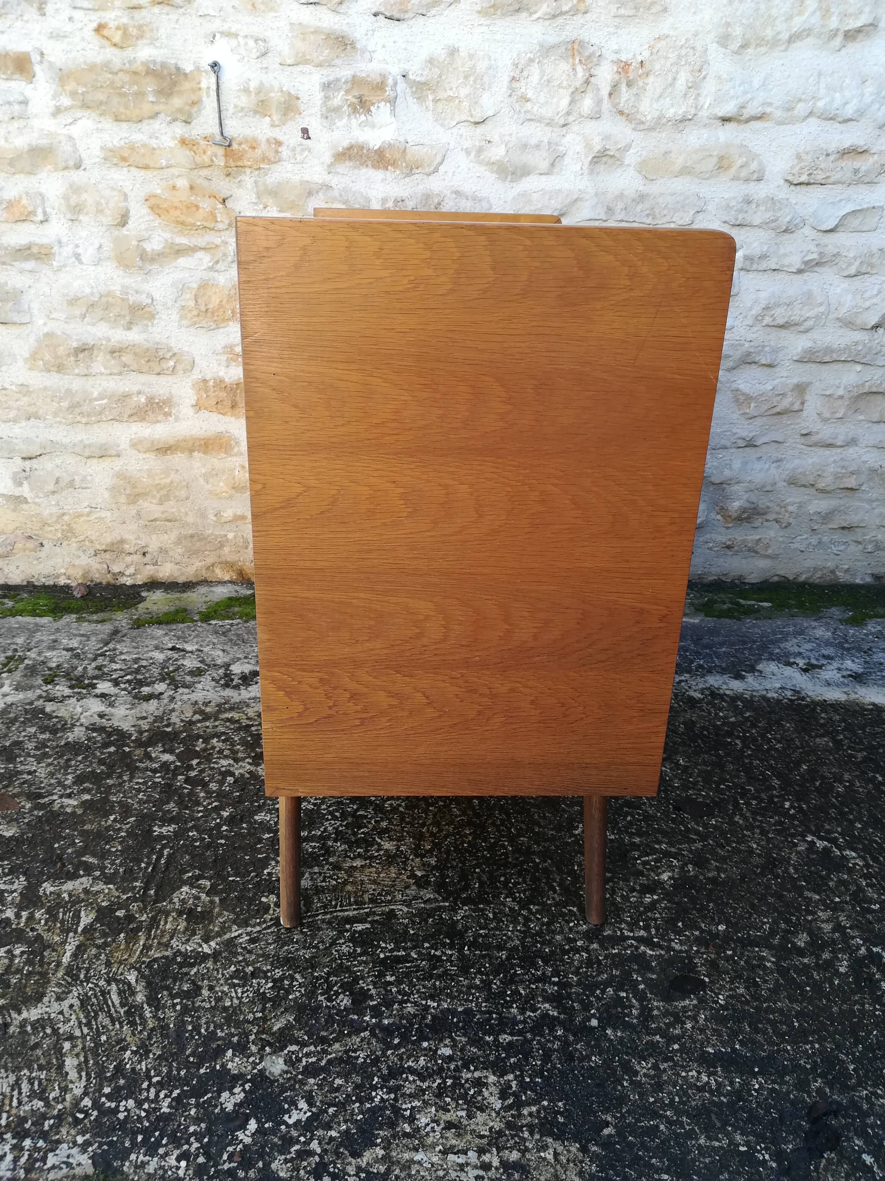 Vintage rattan and oak chest of drawers