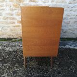 Vintage rattan and oak chest of drawers