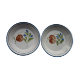 Set de 2 assiettes calotte faience anciennes decor floral