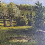 Paintings lot of 3 HST Landscapes Garden Pond early XX°