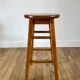 Pair of high stools / bar varnished wood 60-70s