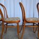 Ensemble de 6 chaises de salle à manger Thonet en bois courbé avec assise en tissu / Années 1970 Mid-Century Bistr