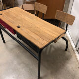 Bureau écolier bois, noir et rouge
