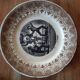Old plate Sarreguemines porcelain iron earth fencing heart