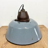 Industrial Grey Enamel and Cast Iron Pendant Light, 1960s
