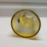 Decorated yellow glass pitcher