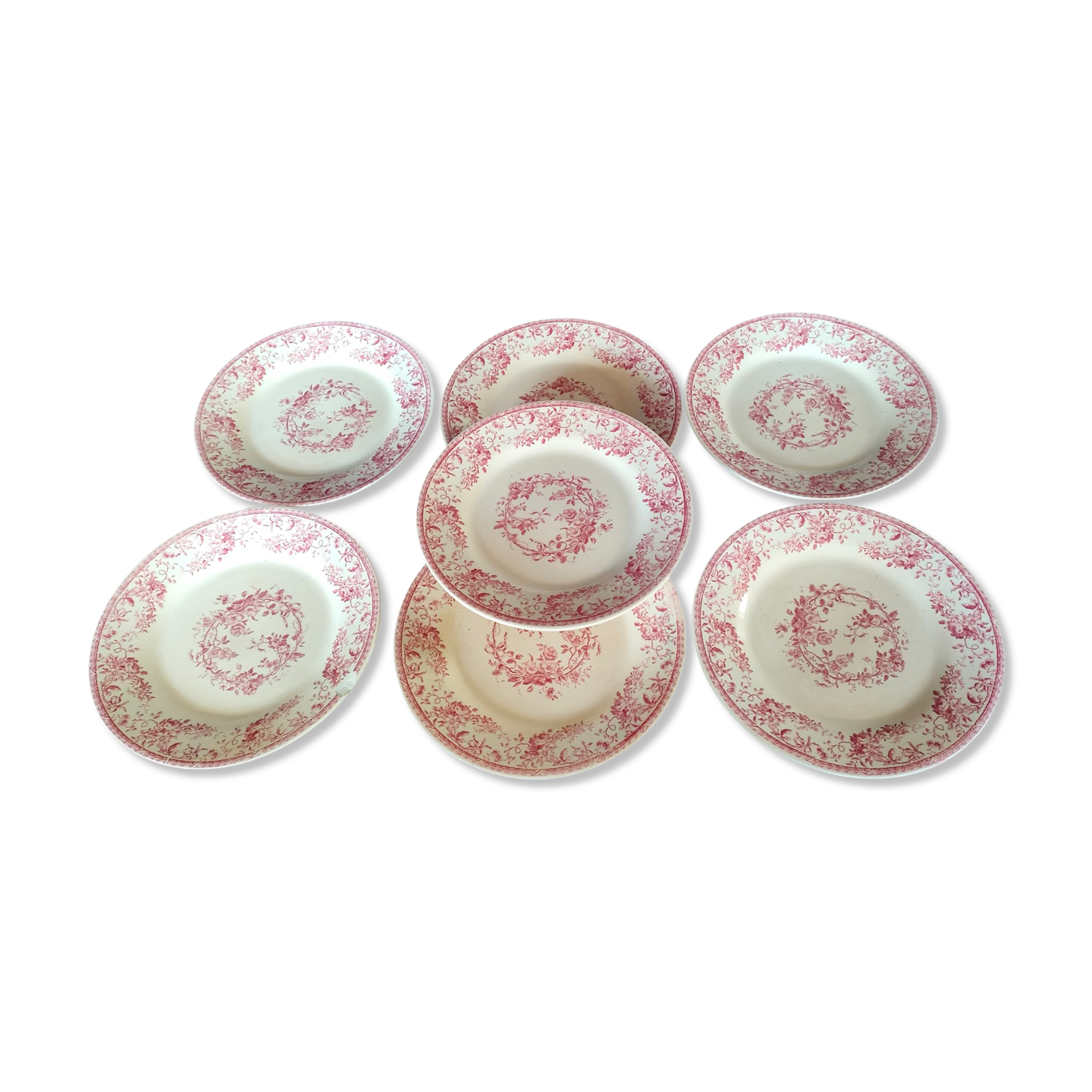 7 dessert plates from the gien earthenware factory