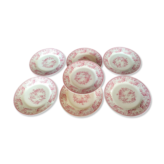 7 assiettes à dessert de la faïencerie Gien