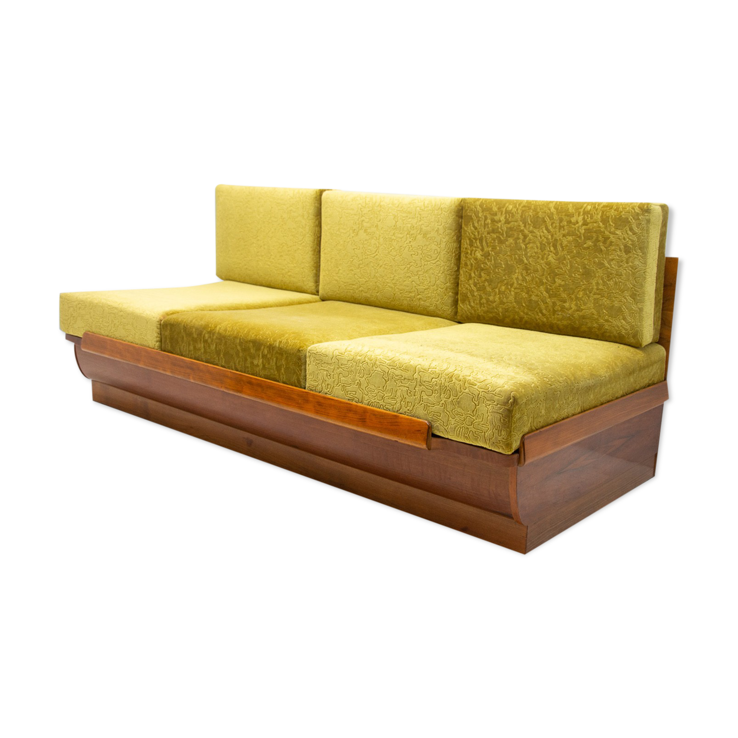 mid century sofabed in walnut by jindrich halabala for up zavody, 1950´s