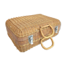Rattan suitcase and wicker interior flowered