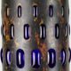 mid century modern PENDANT LAMP flamed copper and blue glass 1960s