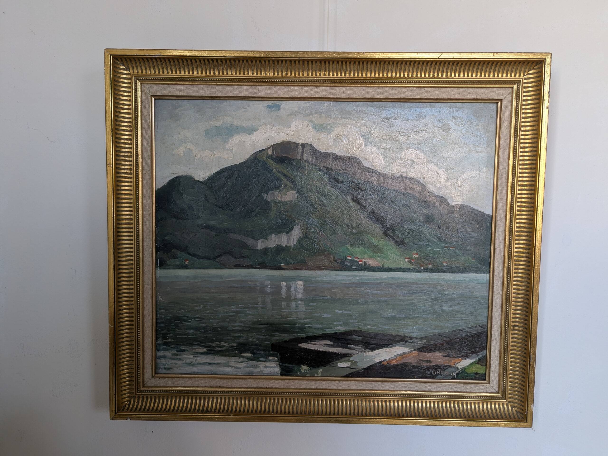 Oil on panel Mountain landscape by WEINMANN