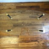 Set of trundle coffee tables in glass and brass