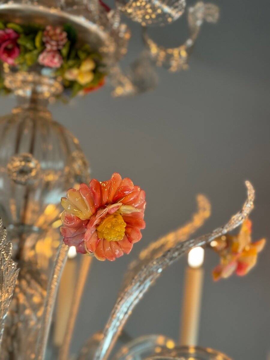 Two Tier Multicolor Murano Glass Venetian Chandelier