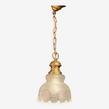 Brass and glass chandelier