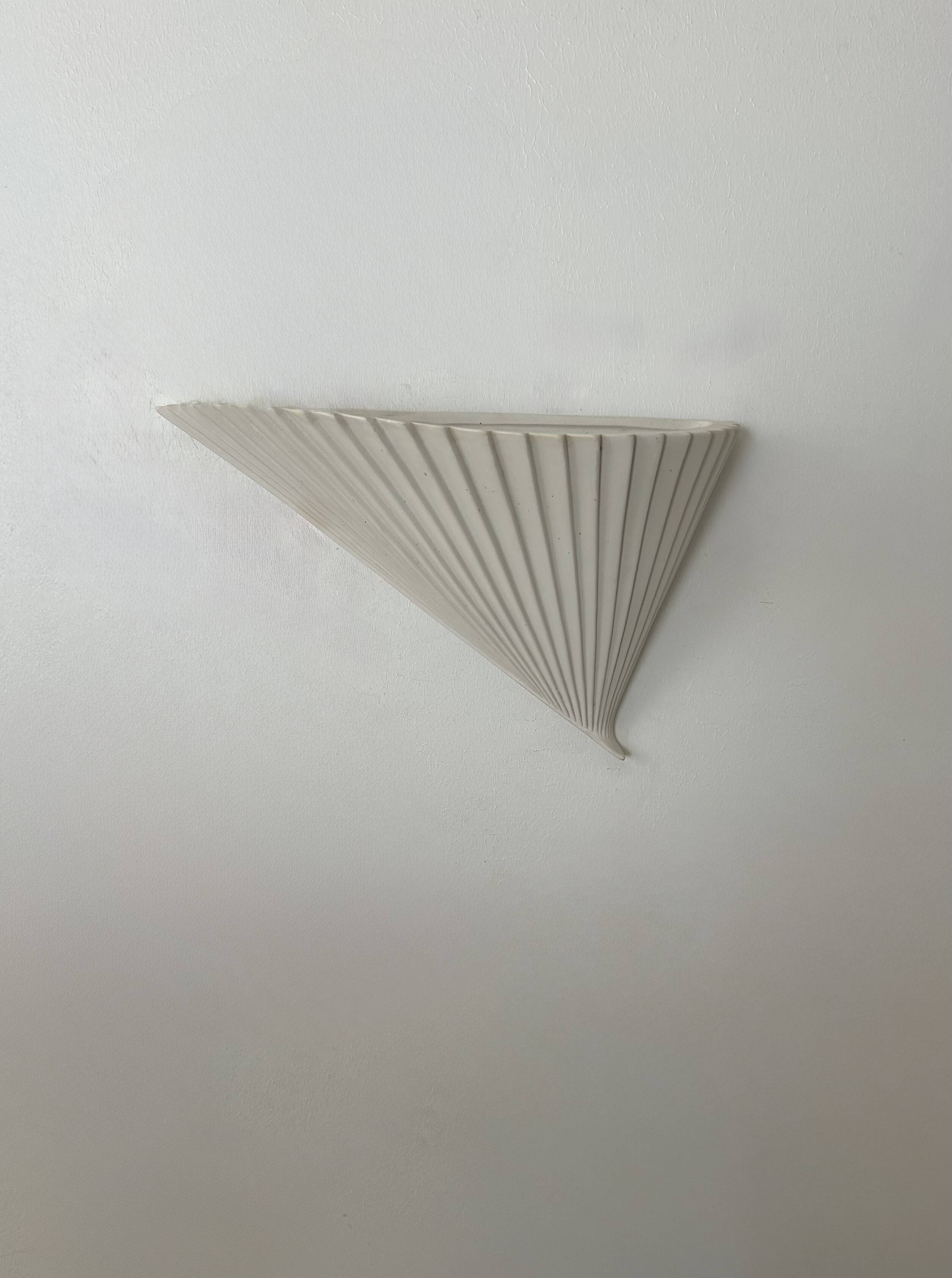 Vintage wall lamp, matte white plaster, France 1980