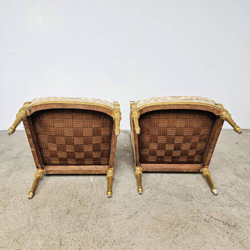 Pair of Louis 16 gilded wing chairs