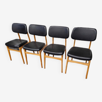 Série de 4 chaises scandinaves, années 1970