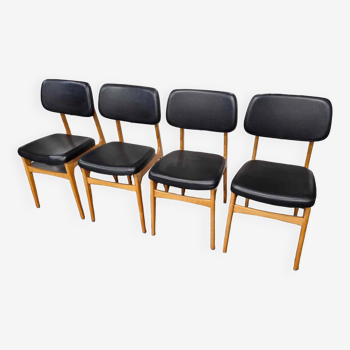 Series of 4 Scandinavian chairs, 1970s