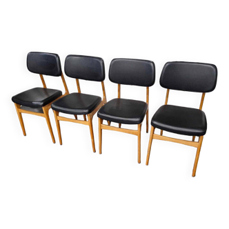 Series of 4 Scandinavian chairs, 1970s