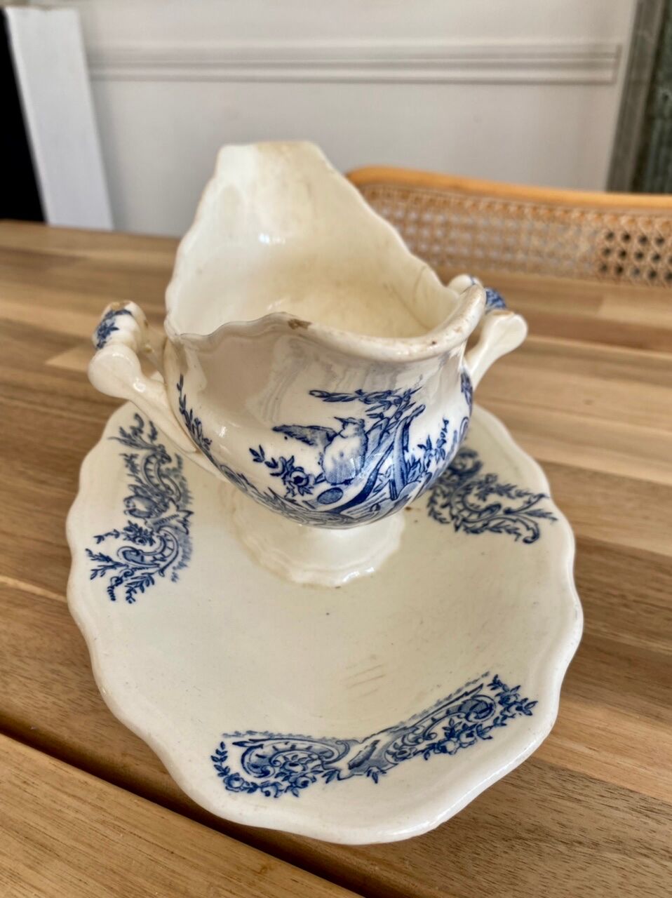 Blue iron earth gravy boat