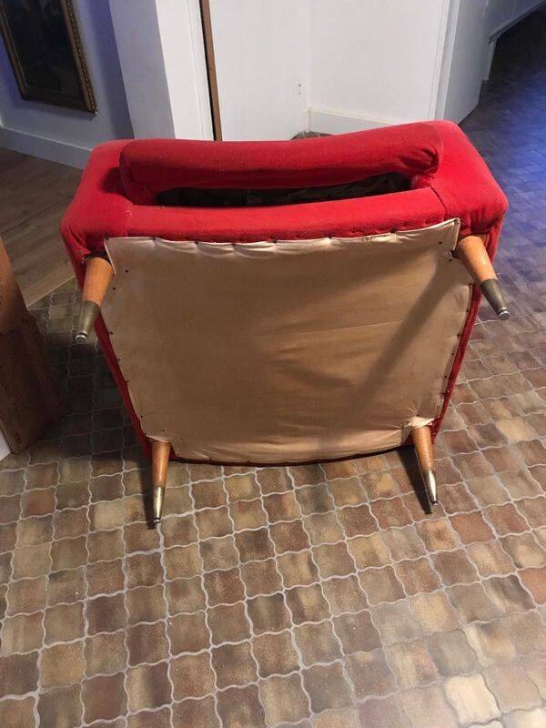 Vintage 1960s/70s armchair in short red velvet