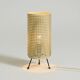 Original 1950s brass tripod table lamp with a perforated metal lampshade