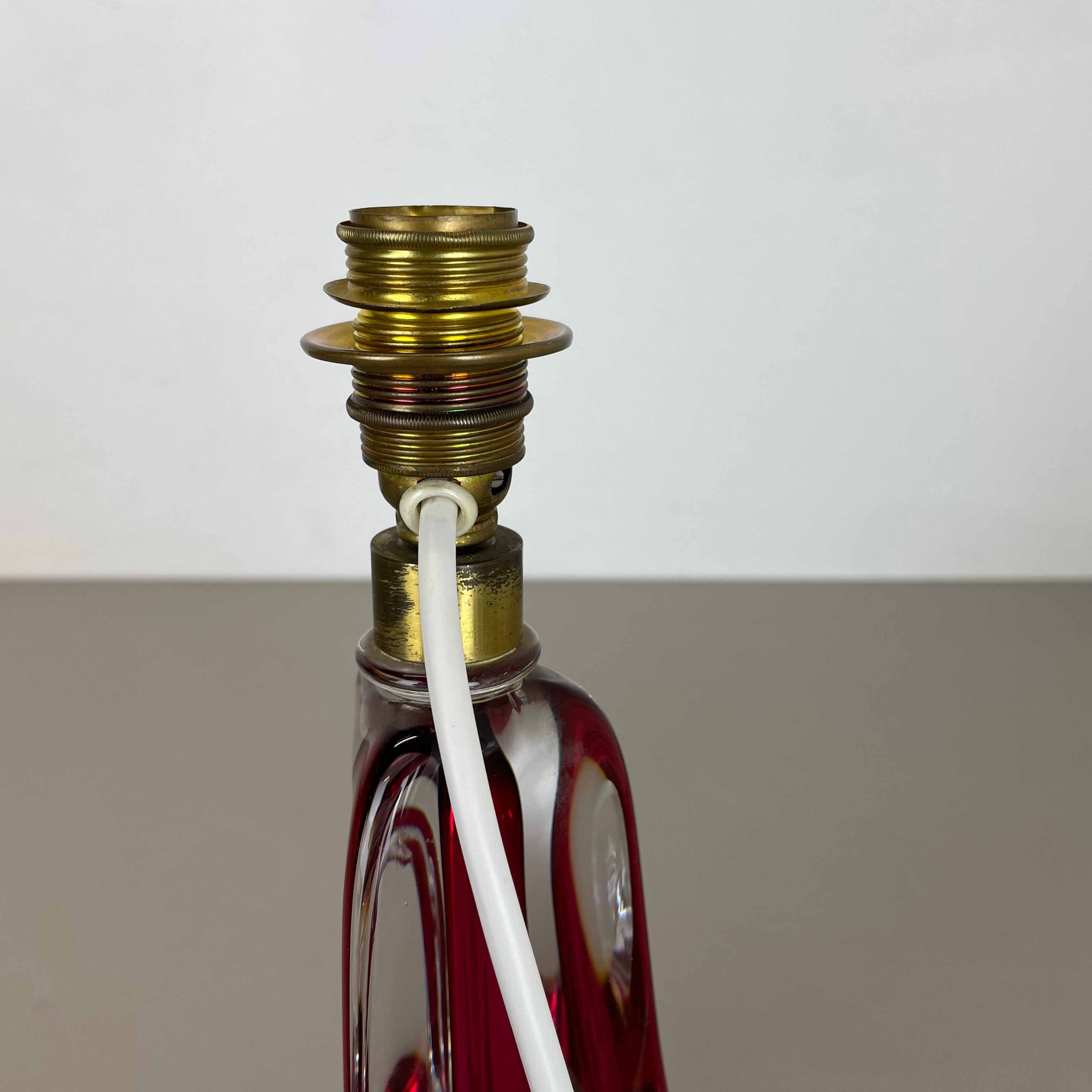 Lampe de table en verre de Murano en cristal « rose », Val Saint Lambert, Belgique, années 1960