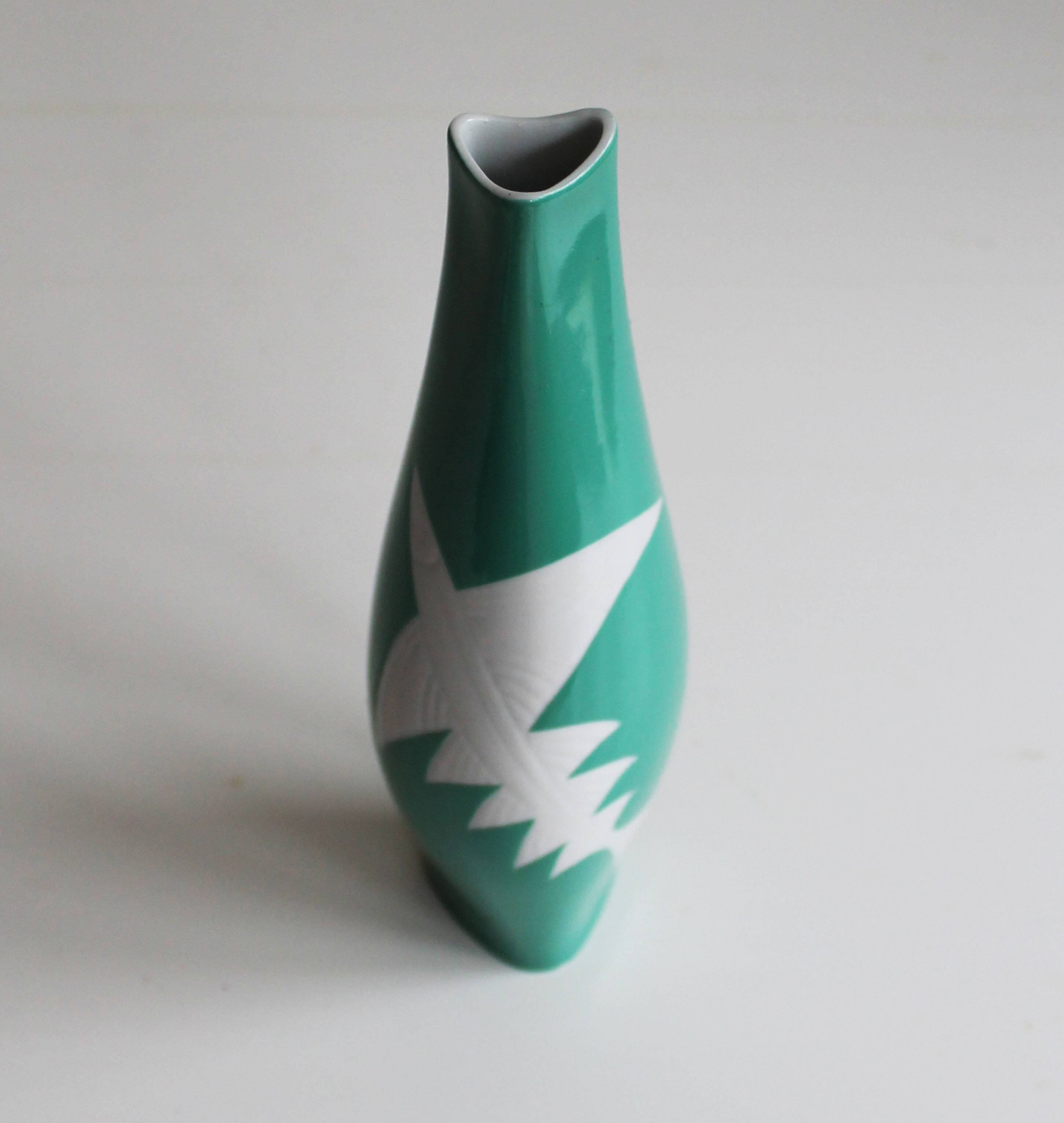 1960s Green Ceramic Vase by Jaroslav Jezek for Royal Dux