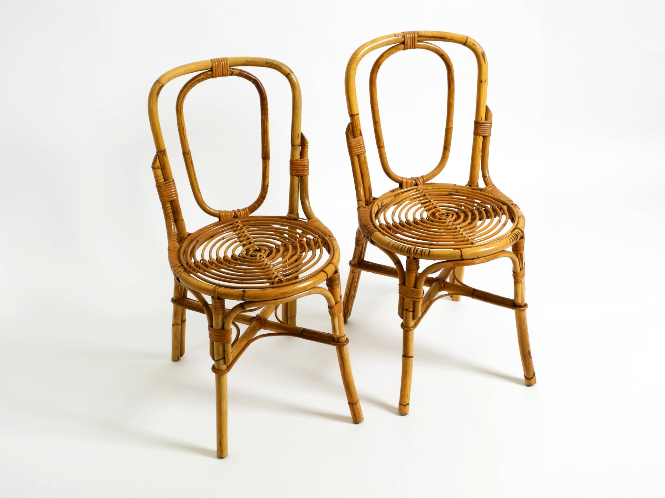 Pair of very beautiful rare original 1960s Italian bamboo chairs