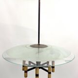 Curved glass disk chandelier. Italy 1950s