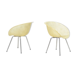 Set of two vintage fiber glass shell chairs
