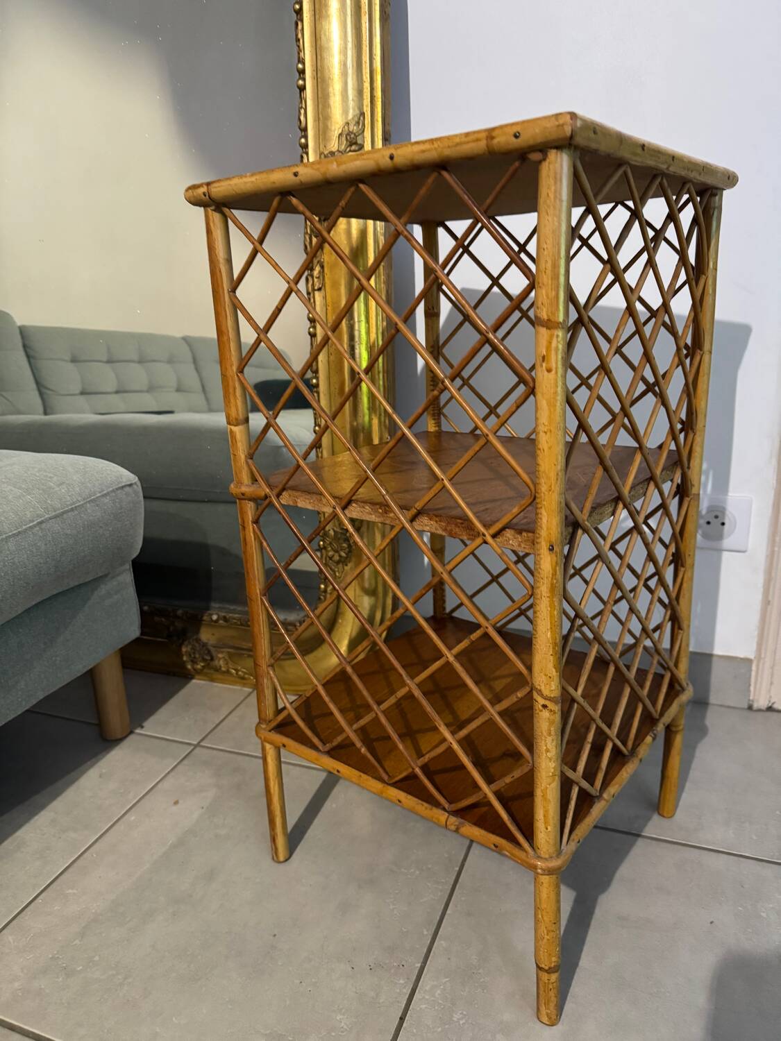 Shelf, rattan bedside table