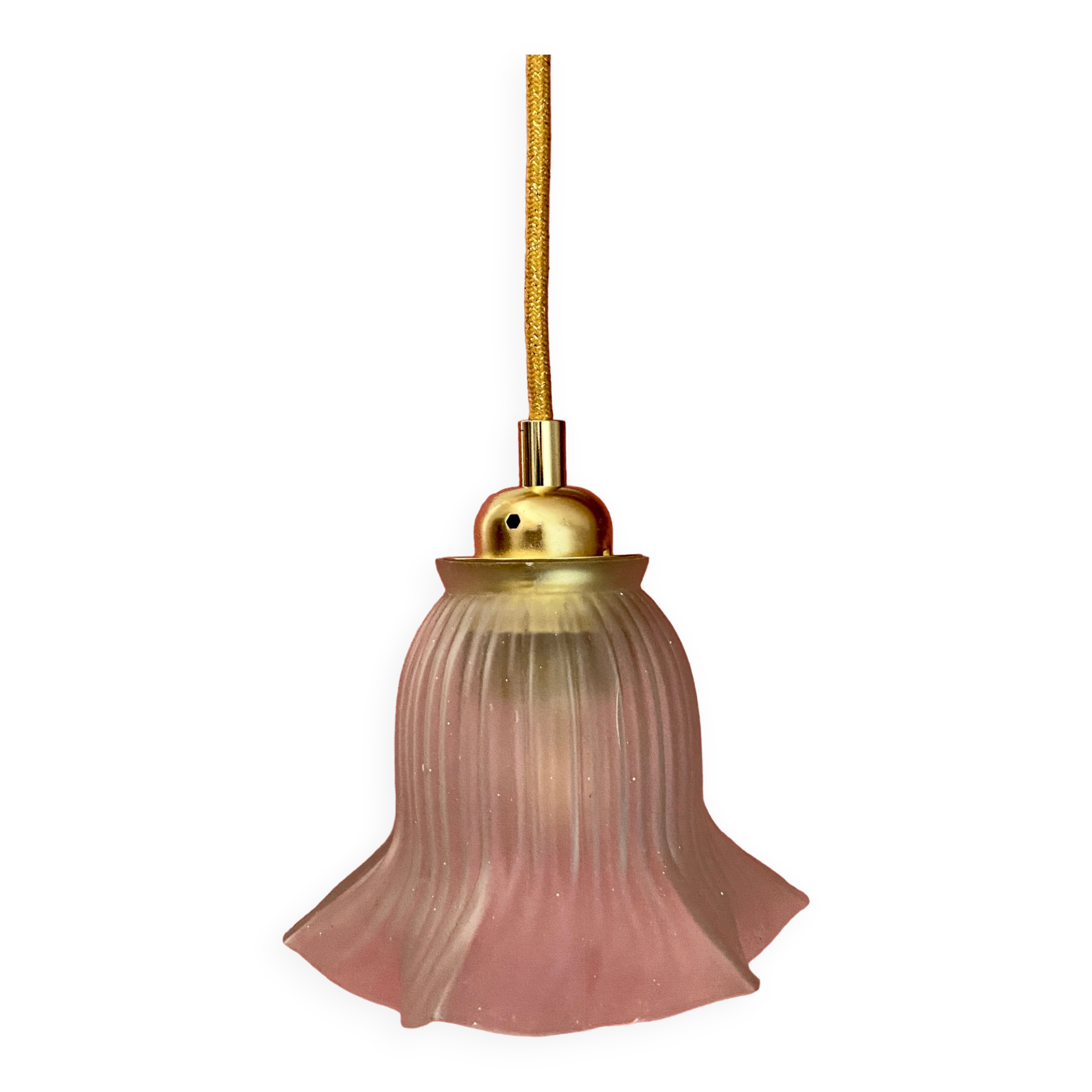 Vintage tulip suspension in frosted glass