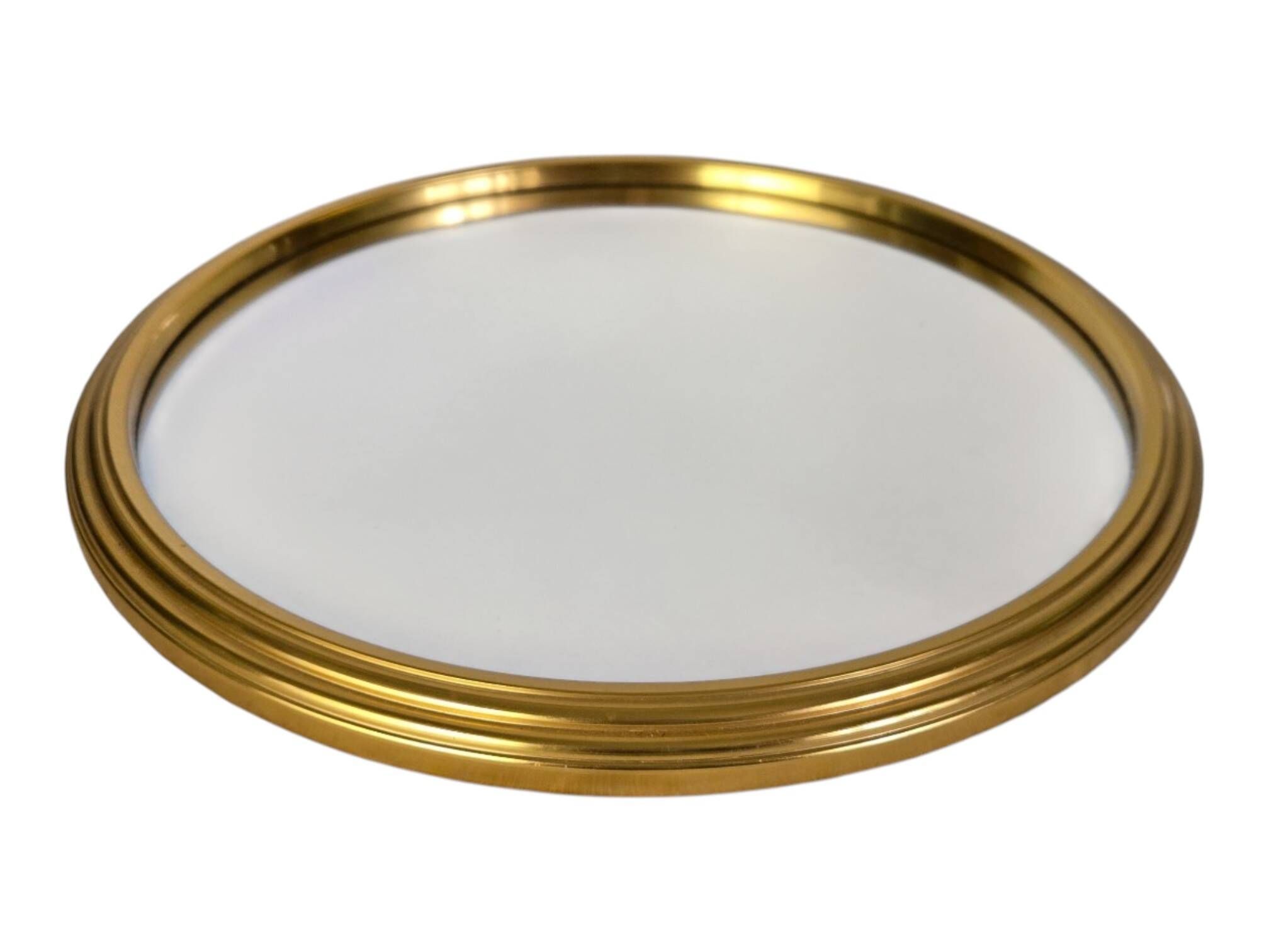 Plateau miroir rond en métal doré D.23