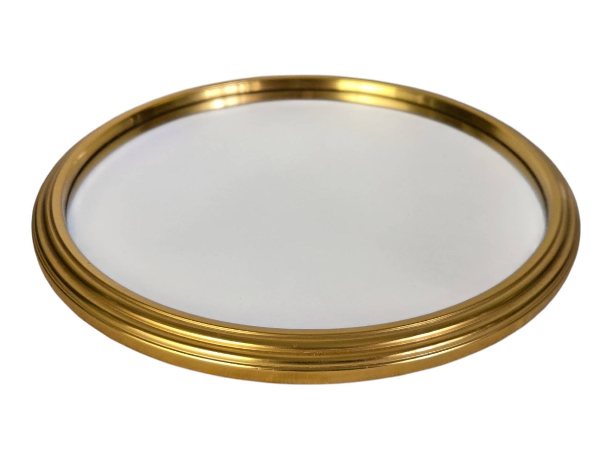 Round mirror tray in gold metal D.23