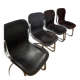 4 c2 chairs by cidue italy, in chrome metal and dark brown leather. 1970s.