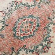 Dusty Red & Green Turkish Vintage Rug, Persian Style Oriental Carpet,