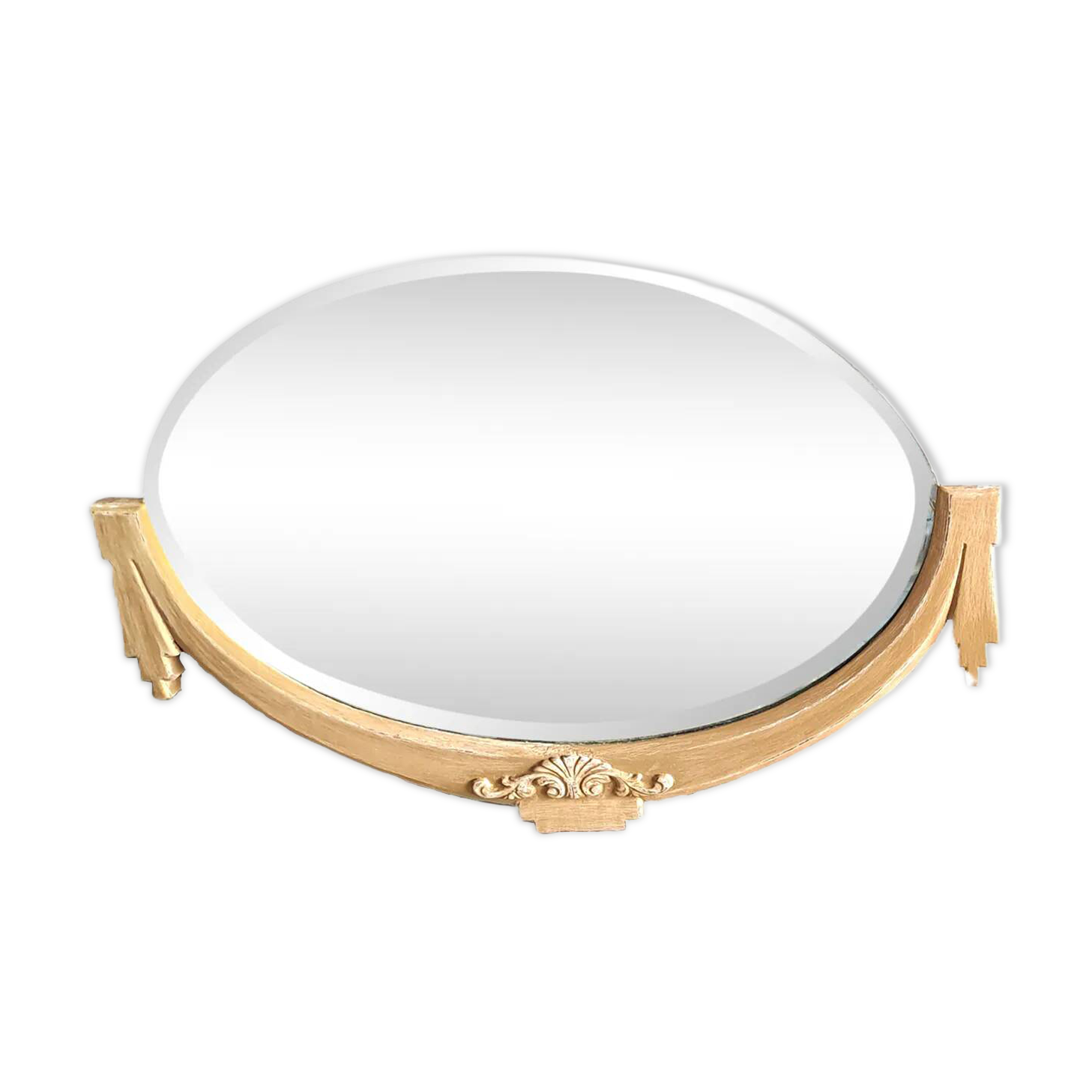 Carved wooden mirror Art Nouveau France 1920 oval shape