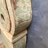 Antique mora clock long case, mint colour wood case 1800s