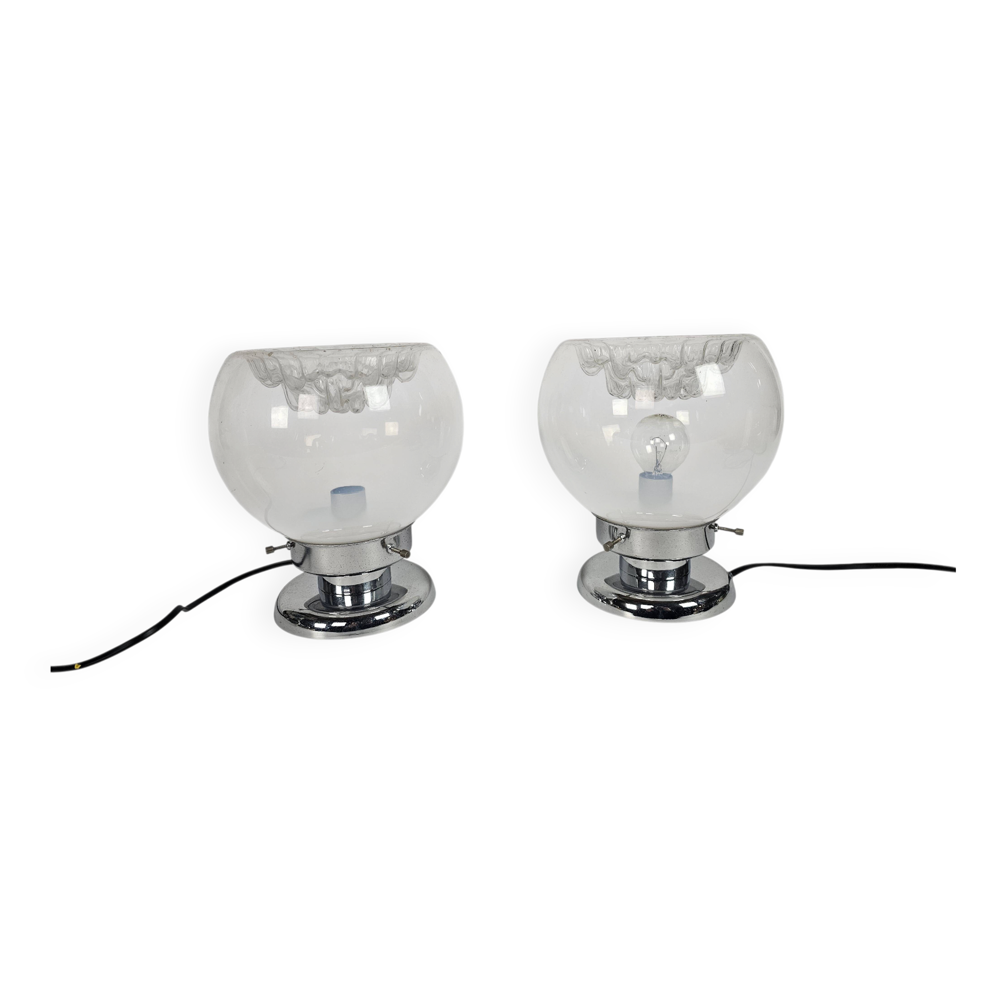Murano - Mazegga - Carlo Nason - table lamps (2) set - glass - chrome - 60'