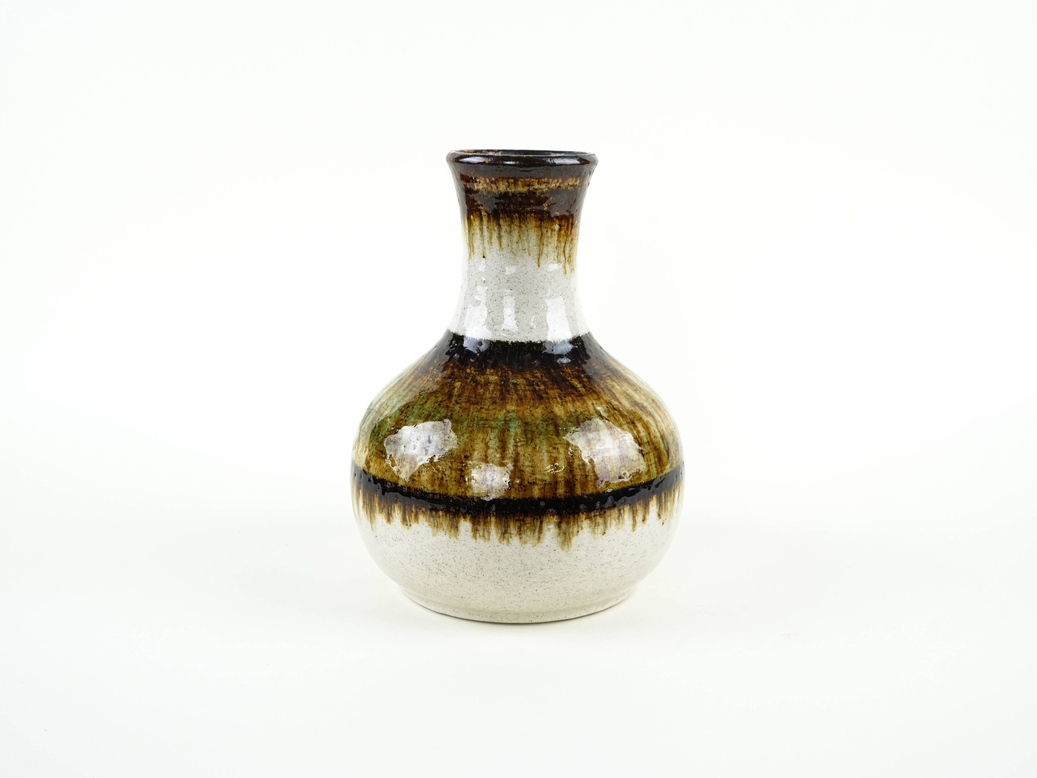 Ceramic vase with drip glaze, German pottery from the 1970s