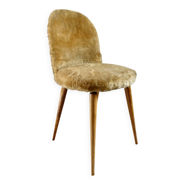 Chaise moumoute mordorée des années 60