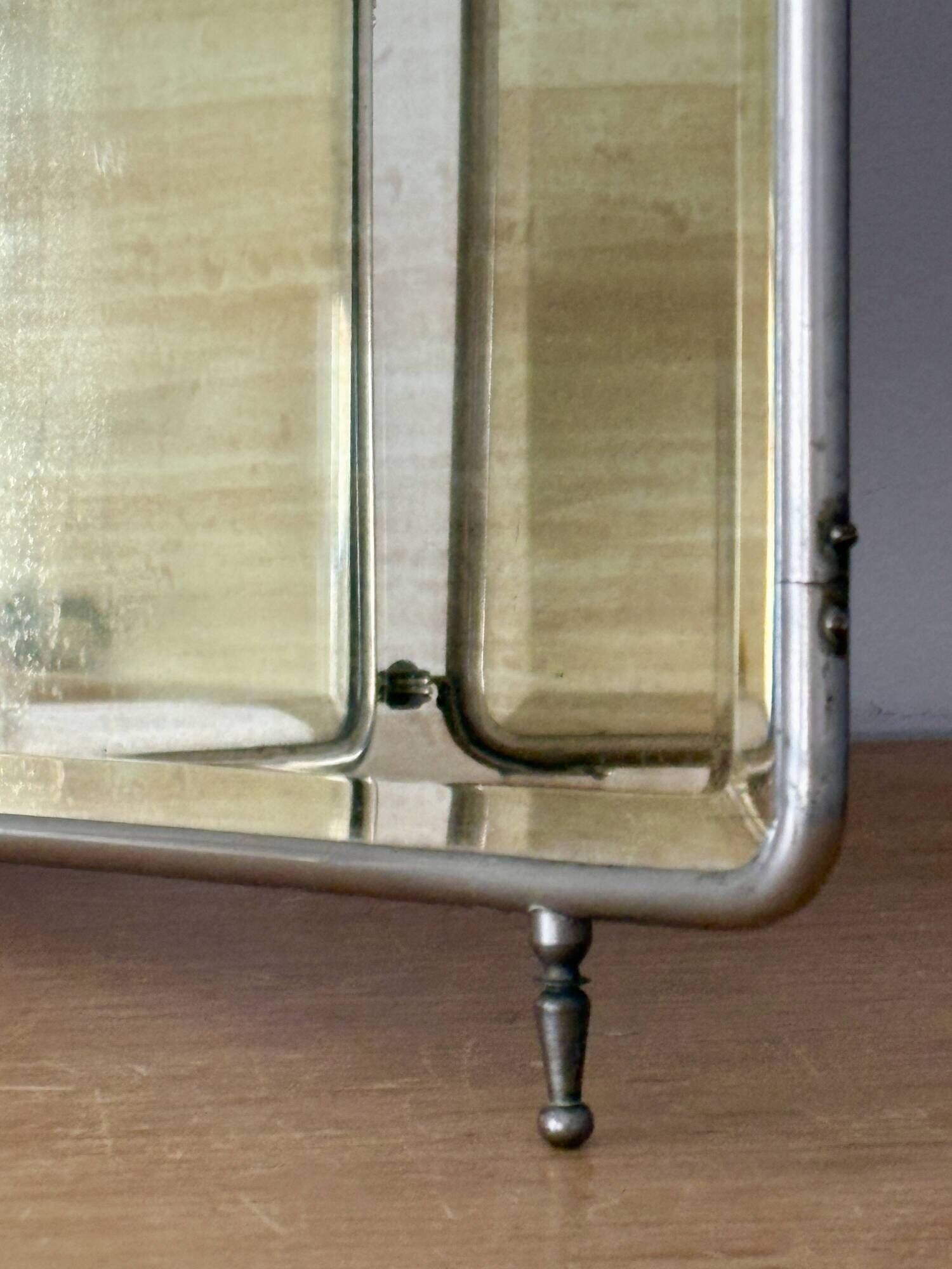 Antique barber's triptych mirror